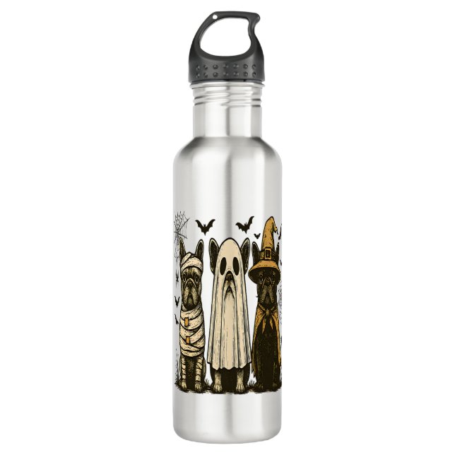 Retro Halloween Ghost French Bulldog Gothic Png 710 Ml Water Bottle (Front)