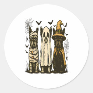 Retro Halloween Ghost French Bulldog Gothic Png Classic Round Sticker