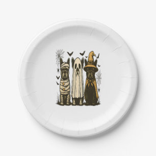 Retro Halloween Ghost French Bulldog Gothic Png Paper Plate