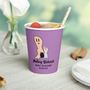 Retro Halloween Ghost Our Little Boo Baby Shower   Paper Cups