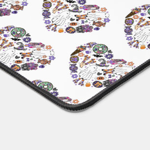 Retro Halloween Ghosts with Roller Blades Desk Mat