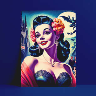 Retro Halloween Girl Postcard