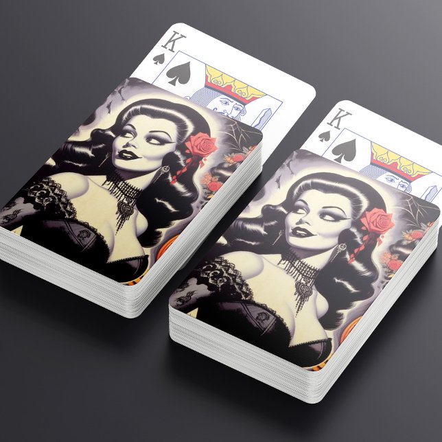 Retro Halloween Goth Pin-up Playing Cards (Creator Uploaded)