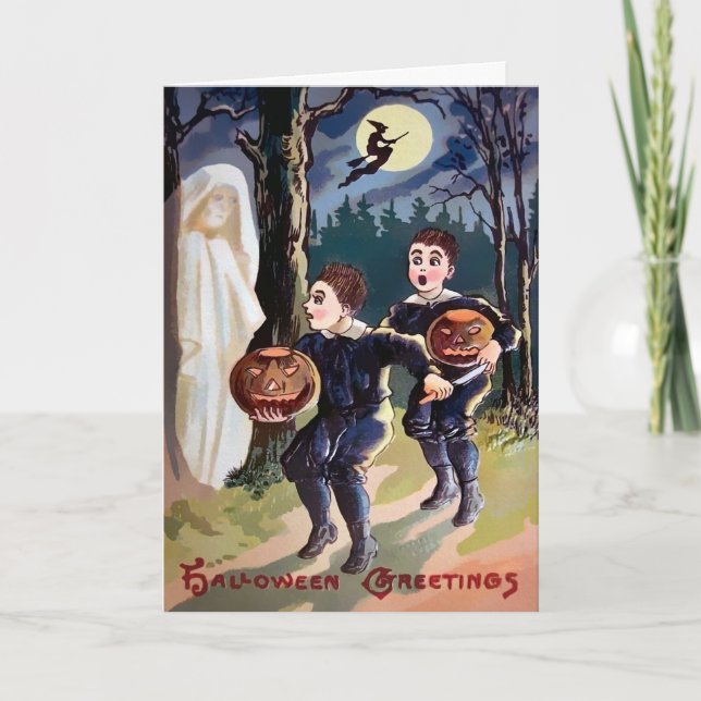 Retro Halloween Greetings Card (Front)