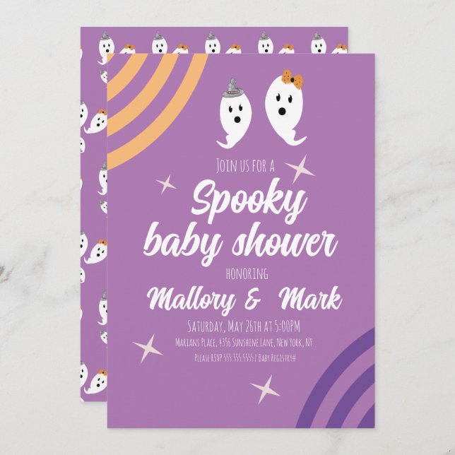 Retro Halloween Groovy Party Baby Shower Invitation (Front/Back)