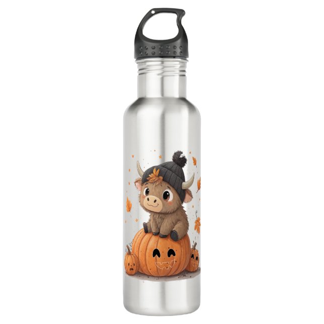 Retro Halloween Highland Cow 2 710 Ml Water Bottle (Front)