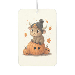 Retro Halloween Highland Cow 2 Car Air Freshener