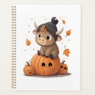 Retro Halloween Highland Cow 2 Planner