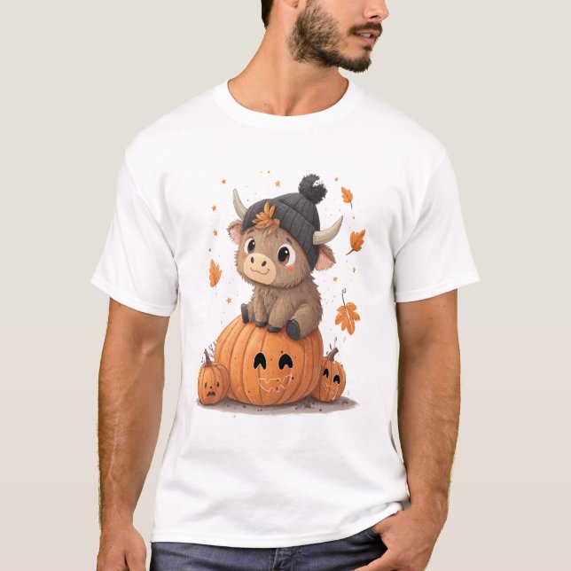 Retro Halloween Highland Cow 2 T-Shirt (Front)