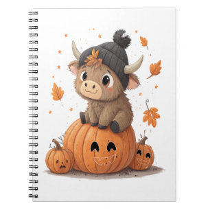 Retro Halloween Highland Cow Notebook