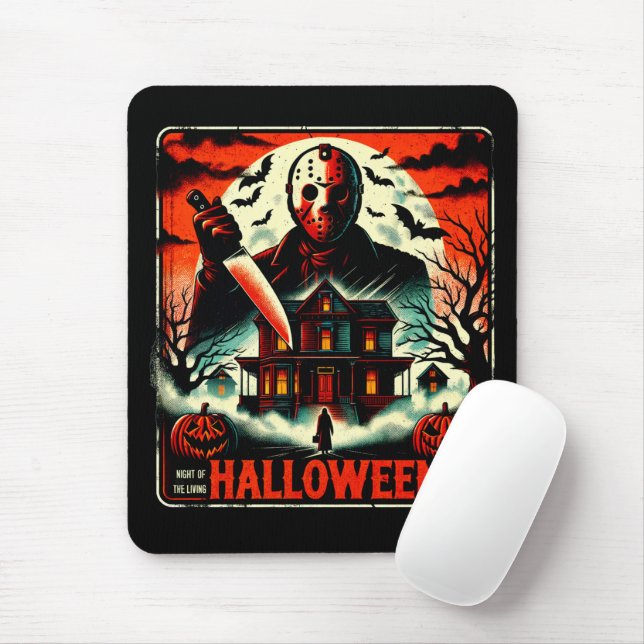 Retro Halloween Horror Night 80s Slasher Vibes Mouse Mat (With Mouse)