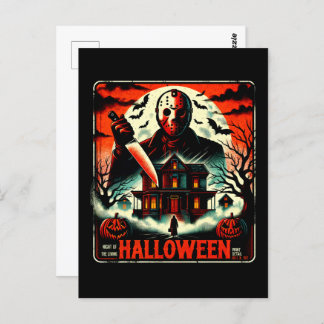 Retro Halloween Horror Night 80s Slasher Vibes Postcard