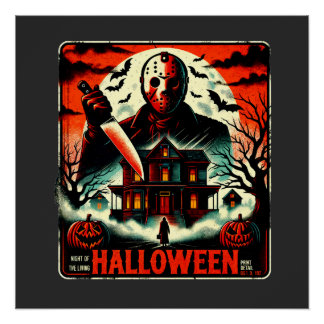 Retro Halloween Horror Night 80s Slasher Vibes Poster