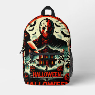 Retro Halloween Horror Night 80s Slasher Vibes Printed Backpack