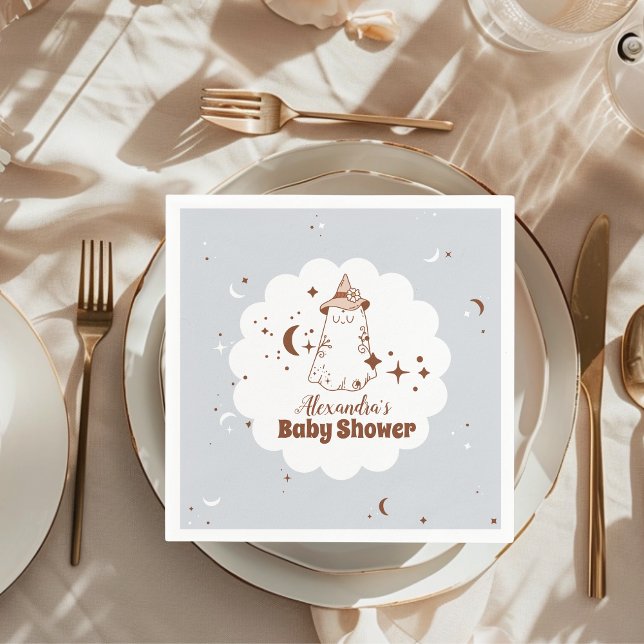 Retro Halloween Little Boo Baby Shower Napkin (Creator Uploaded)