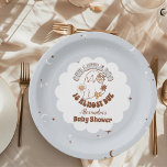Retro Halloween Little Boo Baby Shower Paper Plate<br><div class="desc">Serve up spooky treats in style with our Retro Groovy Halloween Little Boo Baby Shower Paper Plates. These fun and festive plates feature a playful mix of retro and groovy designs, showcasing adorable ghosts, lively pumpkins, and bold 70s-inspired typography. The vibrant autumnal colours perfectly capture the Halloween spirit, adding a...</div>