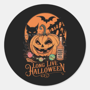 Retro Halloween Long Live Fall Spooky Season  Classic Round Sticker