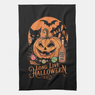 Retro Halloween Long Live Fall Spooky Season  Tea Towel