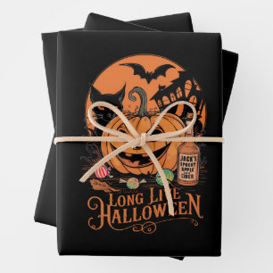 Retro Halloween Long Live Fall Spooky Season  Wrapping Paper Sheet