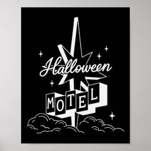 Retro Halloween Motel Shirt Creepy Vintage Haunted Poster