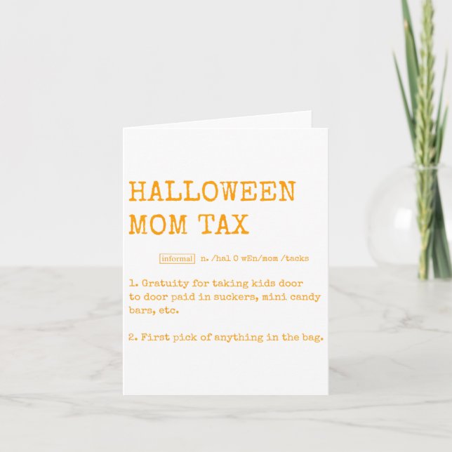 Retro Halloween Mum Tax Definition Trick Or Treat  Card (Front)