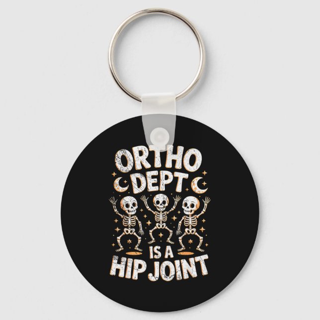 Retro Halloween Nurse Ortho Dept Is A Hip Joint Sk Key Ring (Front)