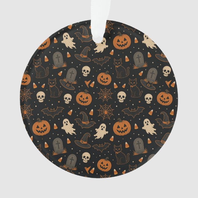 Retro Halloween Pattern Acrylic Ornament (Front)