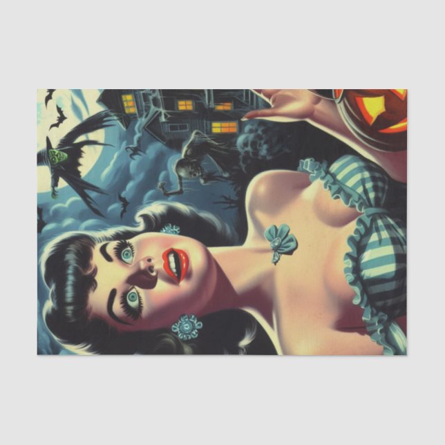 Retro Halloween Pin-up Tissue Paper (Front)