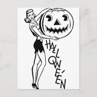 Retro Halloween Pinup Postcard