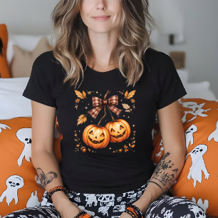 Retro Halloween Pumpkin Cherries Fall Autumn  T-Shirt