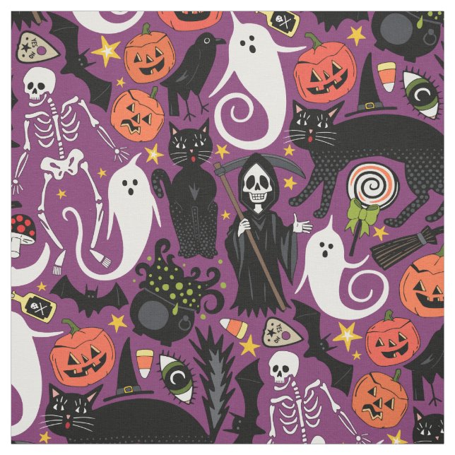 retro halloween purple fabric (Swatch)
