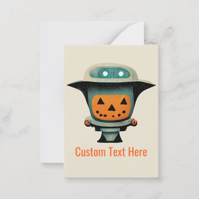 Retro Halloween Robot 001 • Cute Custom Kids Card (Front)