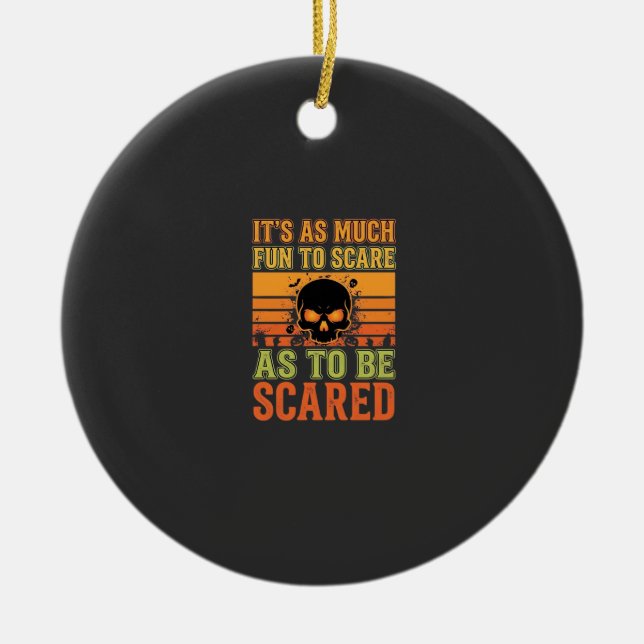 Retro Halloween Scare Skull Design_1 Ceramic Tree Decoration (Front)