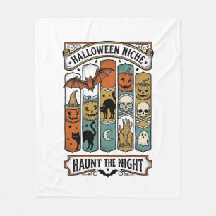 Retro Halloween Shirt with Vintage Spooky Stripe A Fleece Blanket