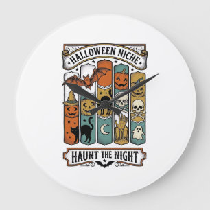 Retro Halloween Shirt with Vintage Spooky Stripe A Large Clock
