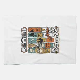 Retro Halloween Shirt with Vintage Spooky Stripe A Tea Towel
