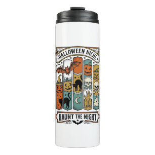 Retro Halloween Shirt with Vintage Spooky Stripe A Thermal Tumbler