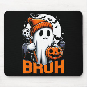 Retro Halloween Shirts For Men Women Bruh Ghost Ha Mouse Mat