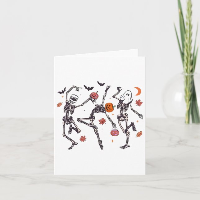 Retro Halloween Skeleton Dancing Pumpkin Gift Men  Card (Front)