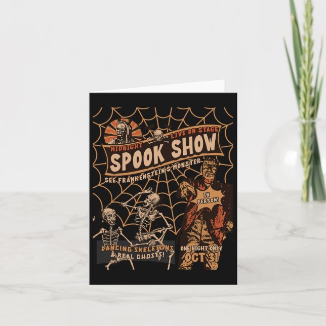 Retro Halloween Skeleton Horror Monster Midnight S Card (Front)