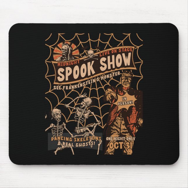 Retro Halloween Skeleton Horror Monster Midnight S Mouse Mat (Front)