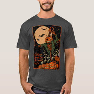 Retro Halloween Spooky Ghost Pumpkin Moon Night T-Shirt