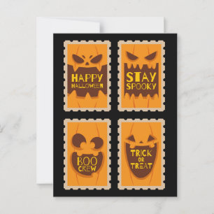 Retro Halloween Spooky Pumpkin Vintage Boo Crew Postcard