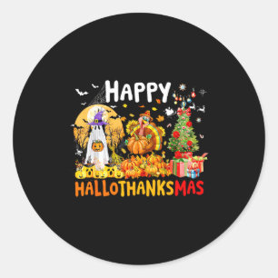 Retro Halloween Thanksgiving Christmas Happy Hallo Classic Round Sticker
