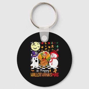 Retro Halloween Thanksgiving Christmas Happy Hallo Key Ring