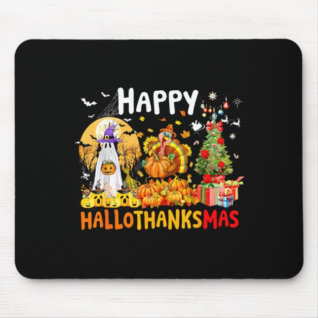 Retro Halloween Thanksgiving Christmas Happy Hallo Mouse Mat (Front)
