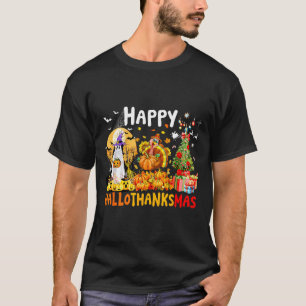 Retro Halloween Thanksgiving Christmas Happy Hallo T-Shirt