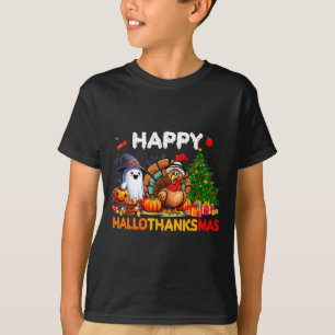 Retro Halloween Thanksgiving Christmas Happy Hallo T-Shirt