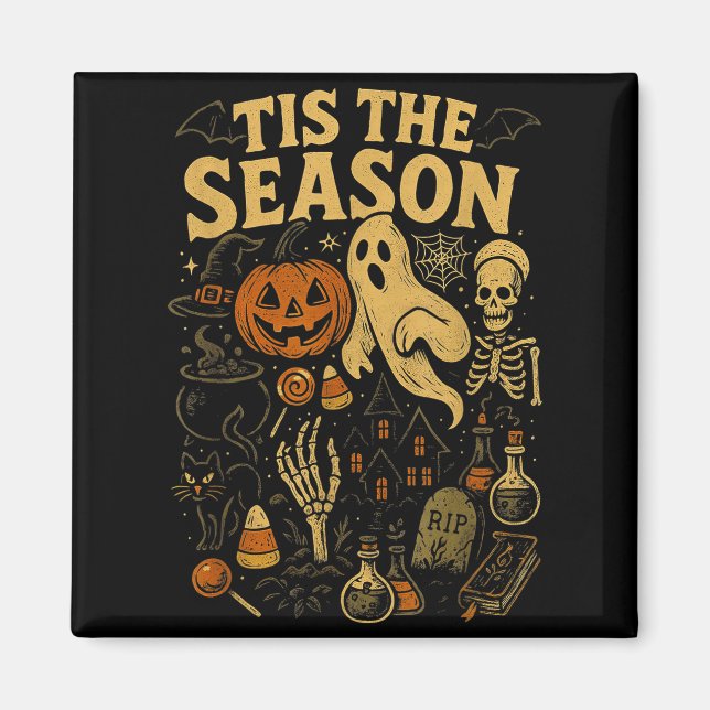 Retro Halloween Tis' The Season  Magnet (Front)