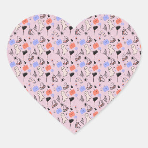 Retro Halloween Vintage Themed Doodles Heart Sticker